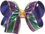 Medium Pruple Green and Gold Metallic Foil over Purple Double Layer Overlay Bow